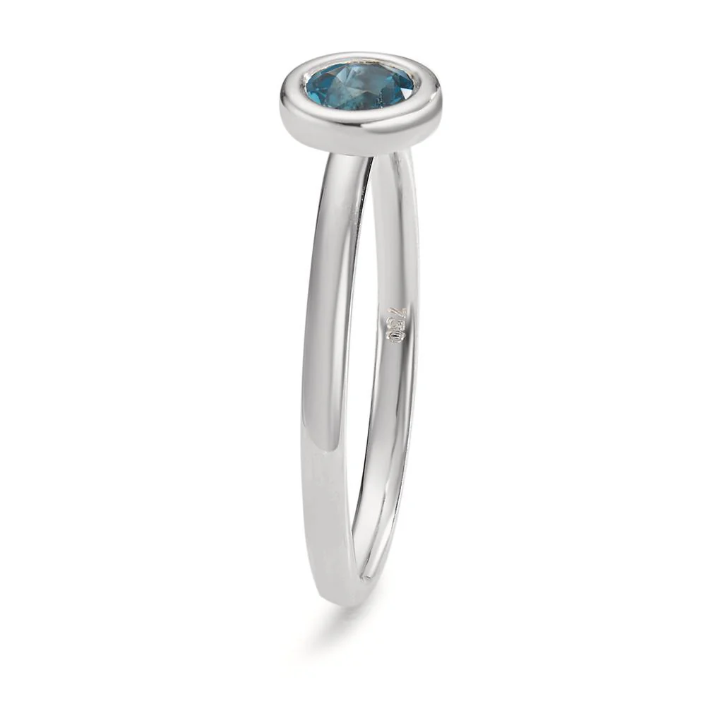 Anello Oro bianco 750/18 carati Topazio azzurro di Londra Ø5 mm - Image 4