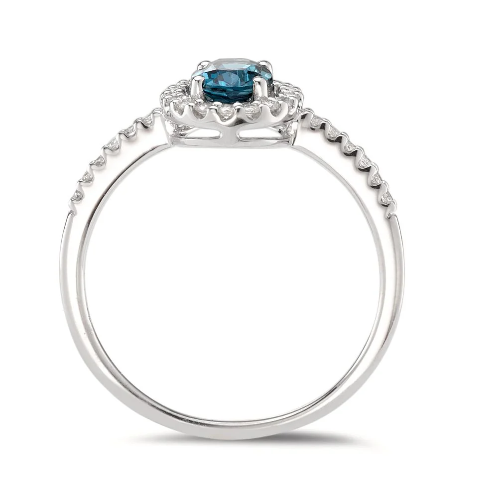 Anello Oro bianco 750/18 carati Topazio azzurro di Londra [oval], Diamante bianco, 0.19 ct, w-si - Image 2