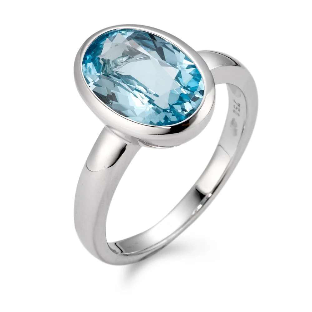 Anello Oro bianco 750/18 carati Topazio blu