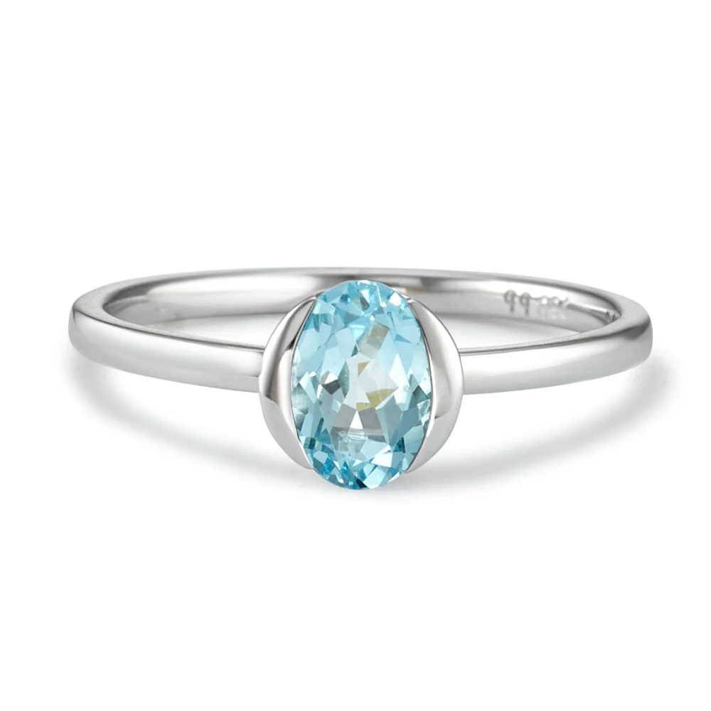 Anello Oro bianco 750/18 carati Topazio blu - Image 3