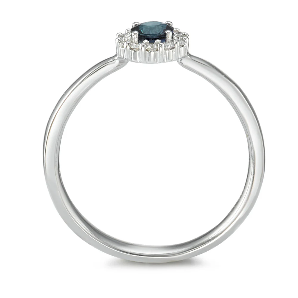 Anello Oro bianco 750/18 carati Zaffiro 13 pietra, Diamante bianco, 0.12 ct, 12 pietra, w-si - Image 2