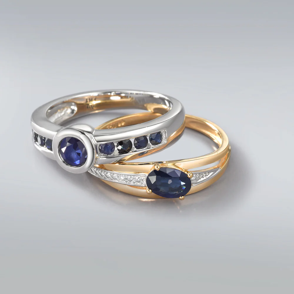 Anello Oro bianco 750/18 carati Zaffiro 9 pietra - Image 3