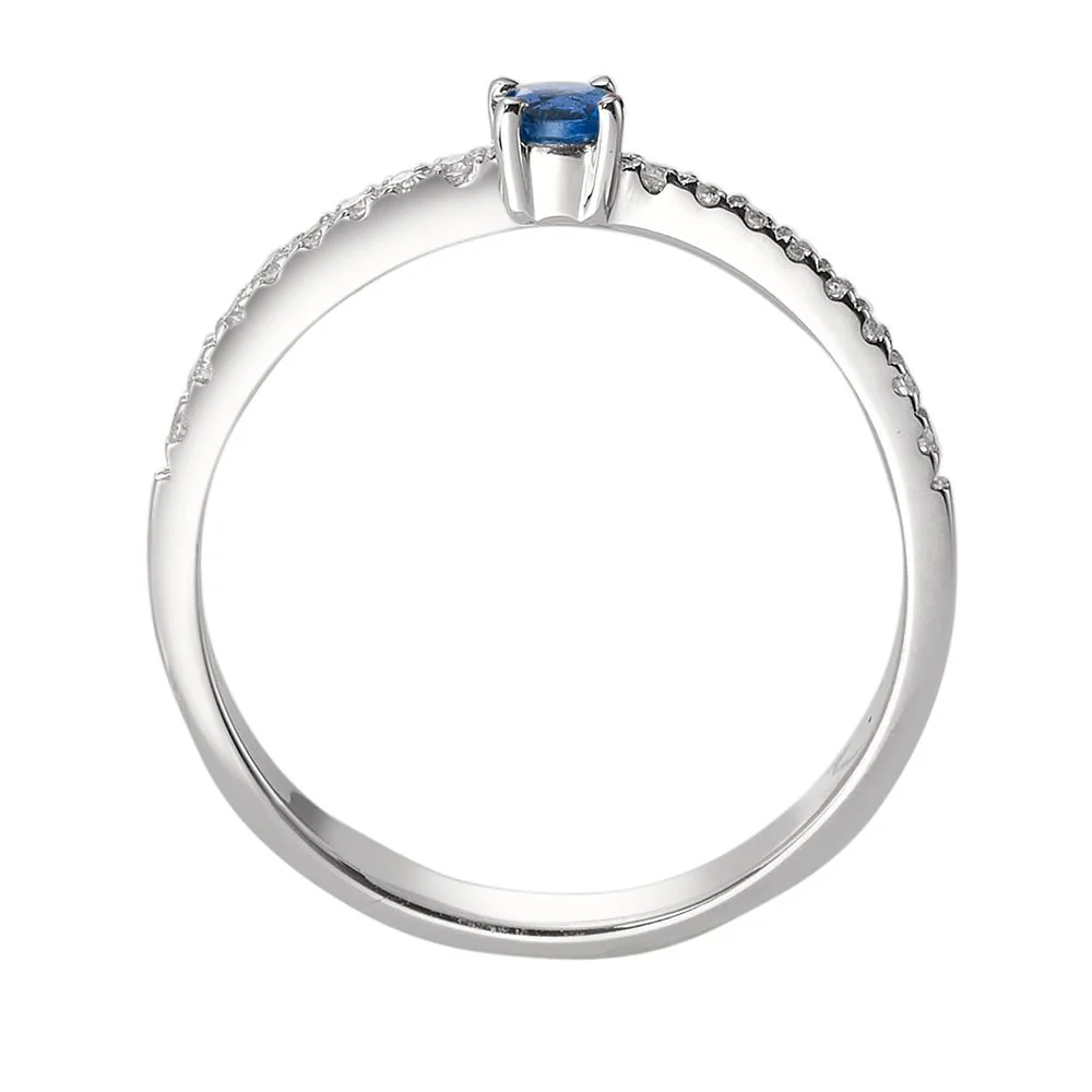 Anello Oro bianco 750/18 carati Zaffiro, Diamante bianco, 0.11 ct, 16 pietra, [Brillant], w-si - Image 2