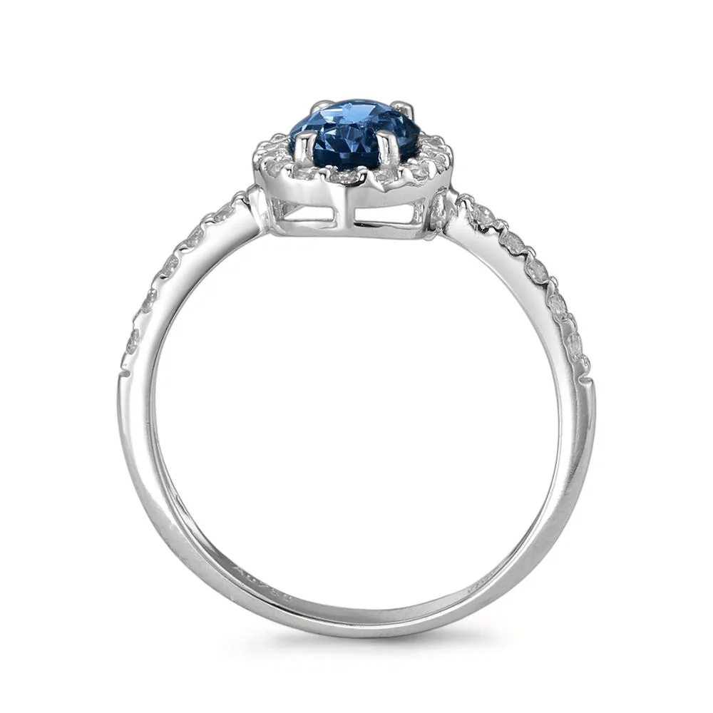 Anello Oro bianco 750/18 carati Zirconia blu zaffiro Ø10 mm - Image 2