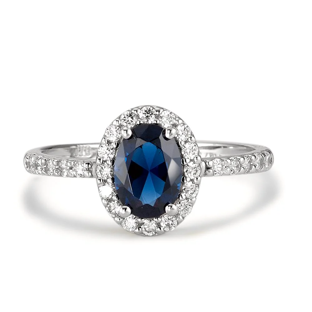 Anello Oro bianco 750/18 carati Zirconia blu zaffiro Ø10 mm - Image 3