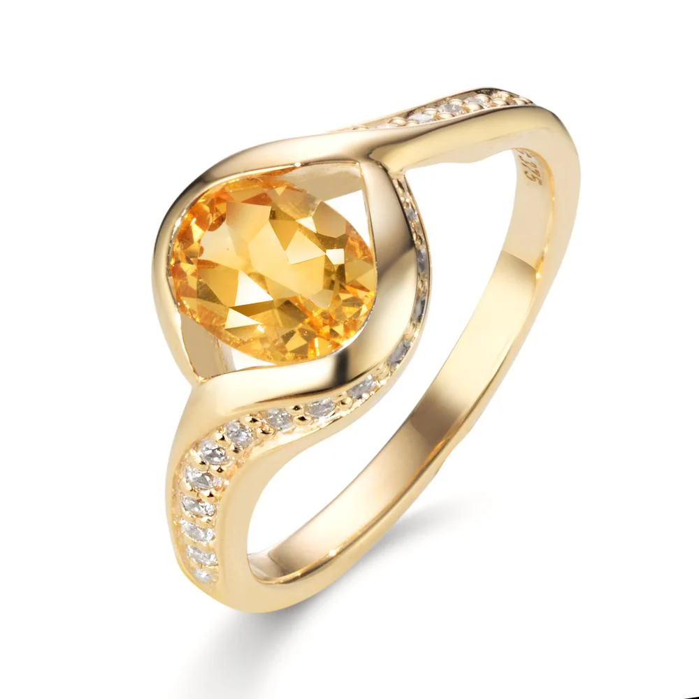 Anello Oro giallo 375/9K Citrino, Zirconia