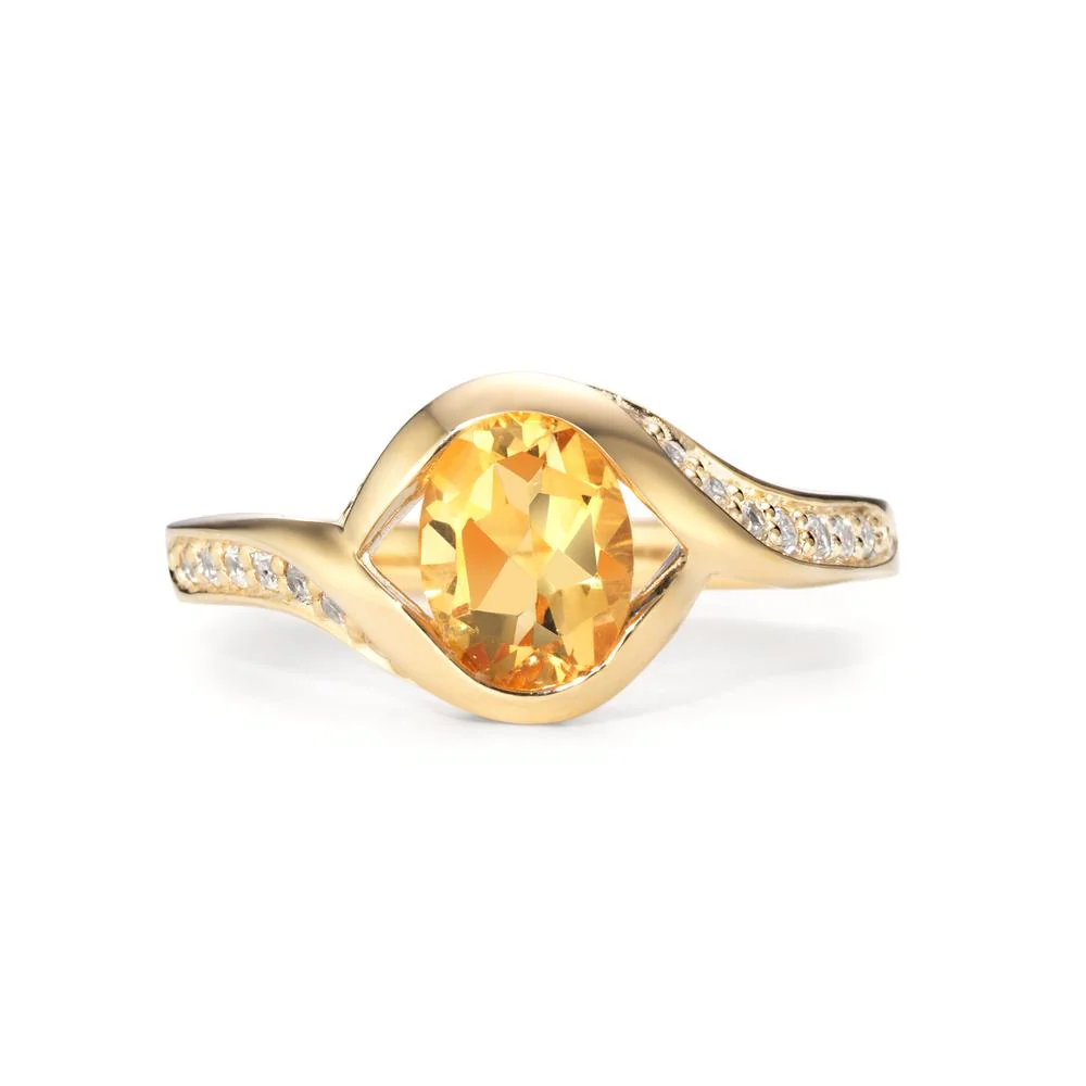 Anello Oro giallo 375/9K Citrino, Zirconia - Image 2