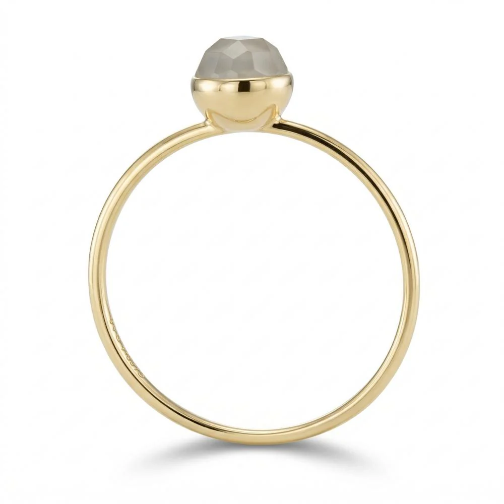 Anello Oro giallo 375/9K Pietra di luna bianco, 4.5 mm - Image 3