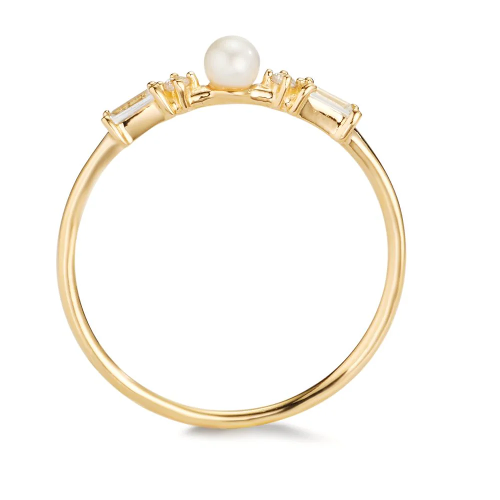 Anello Oro giallo 375/9K Zirconia 4 pietra Perla coltivata d'acqua dolce, 3 mm - Image 2