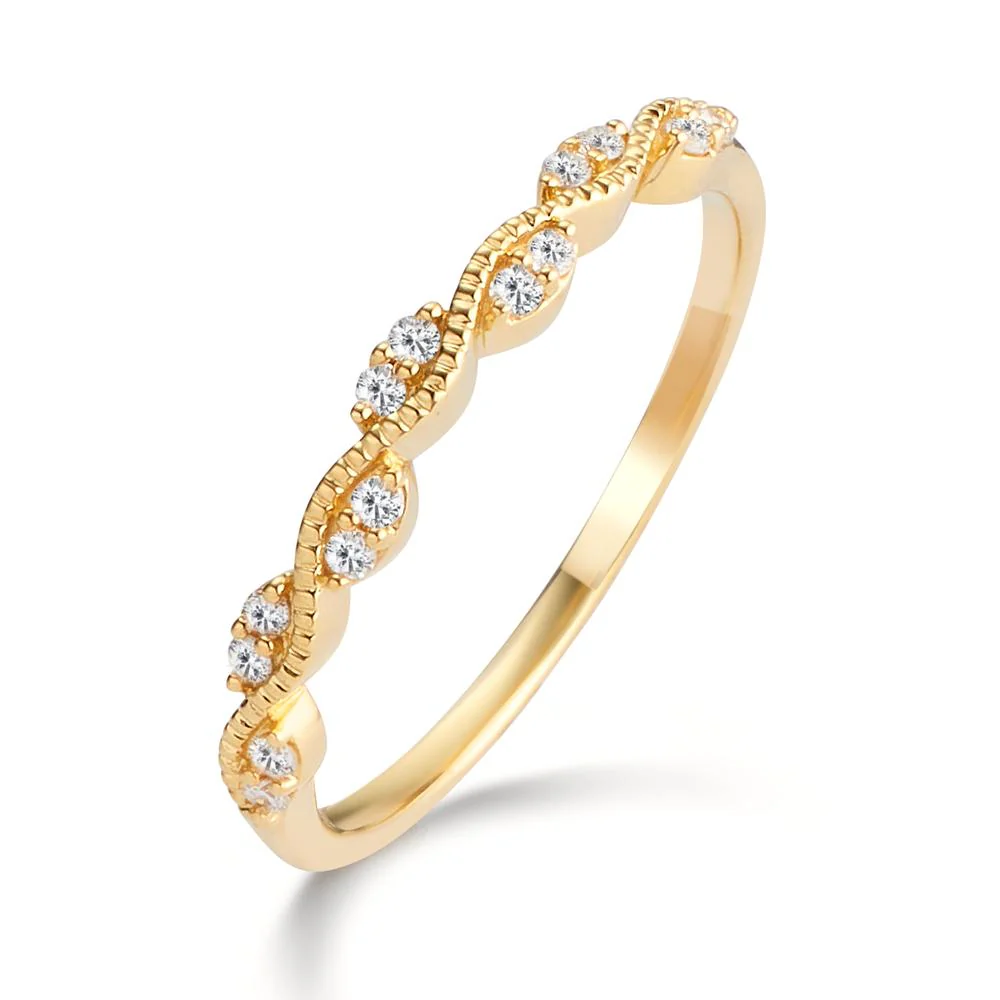 Anello Oro giallo 585/14 kt Diamante 0.08 ct, 14 pietra, w-si