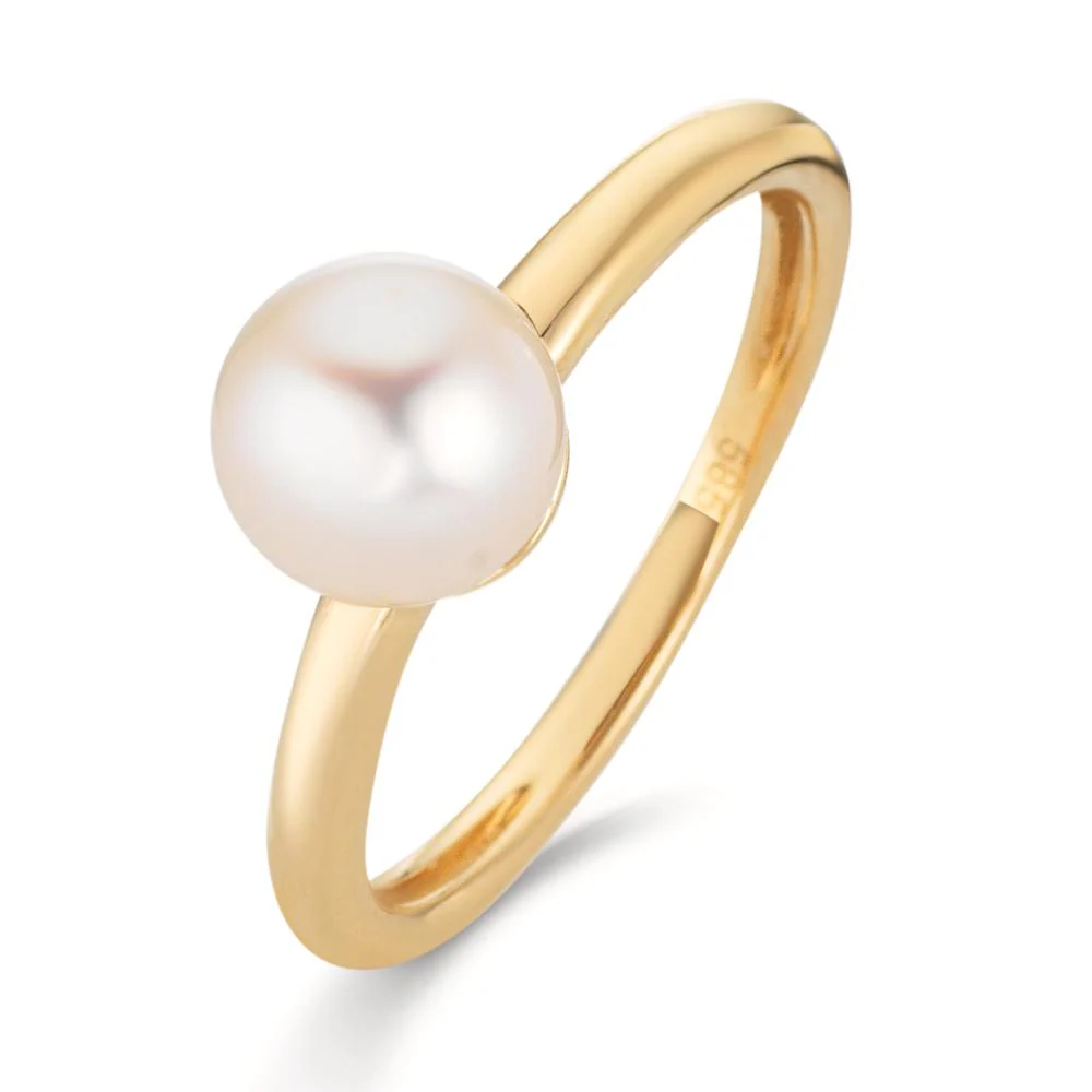 Anello Oro giallo 585/14 kt Perle Akoya 7-7.5 mm