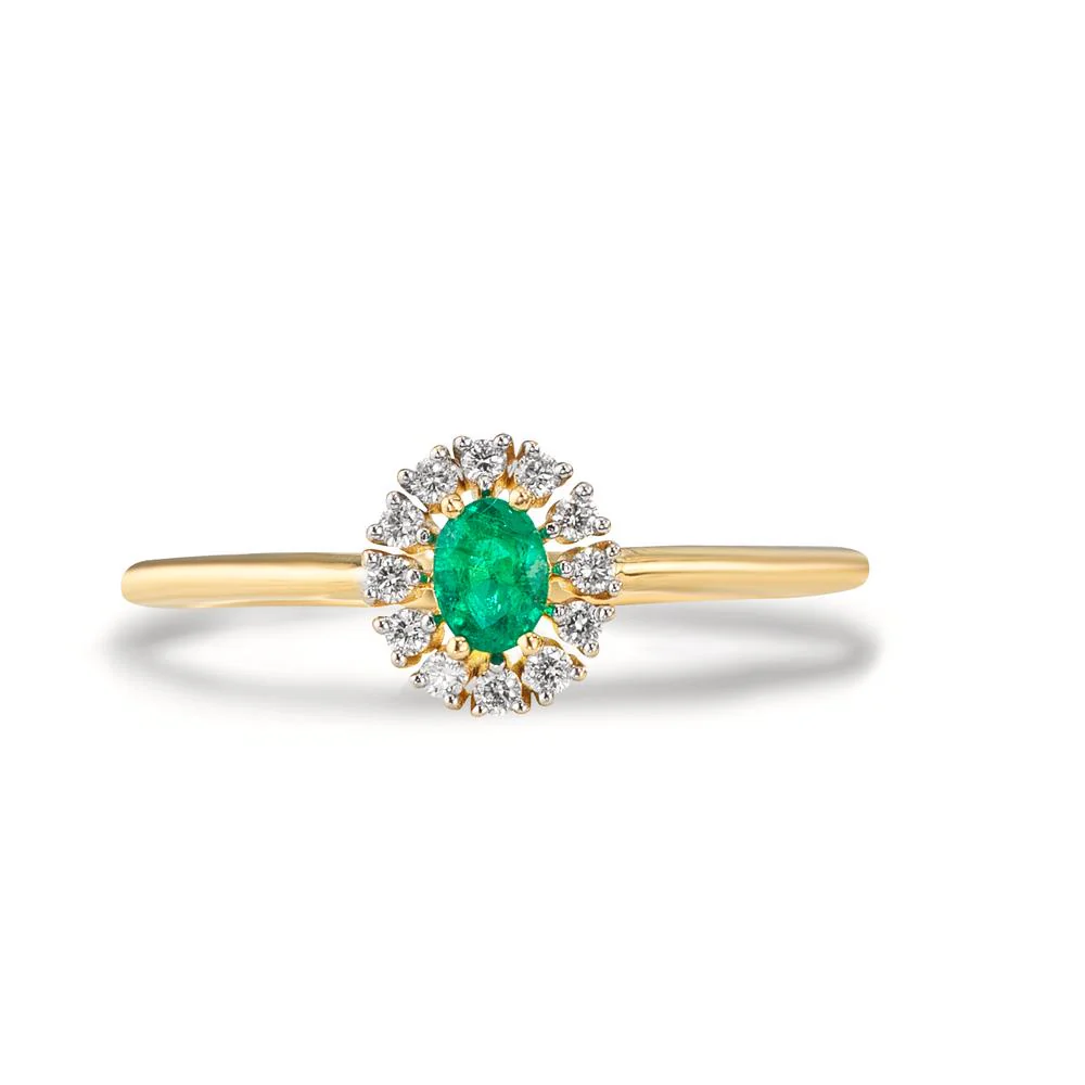 Anello Oro giallo 585/14 kt Rubino 0.23 ct, [oval], Diamante 0.11 ct, 12 pietra, w-vsi - Image 2