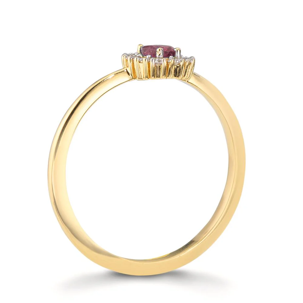 Anello Oro giallo 585/14 kt Rubino 0.23 ct, [oval], Diamante 0.11 ct, 12 pietra, w-vsi - Image 4