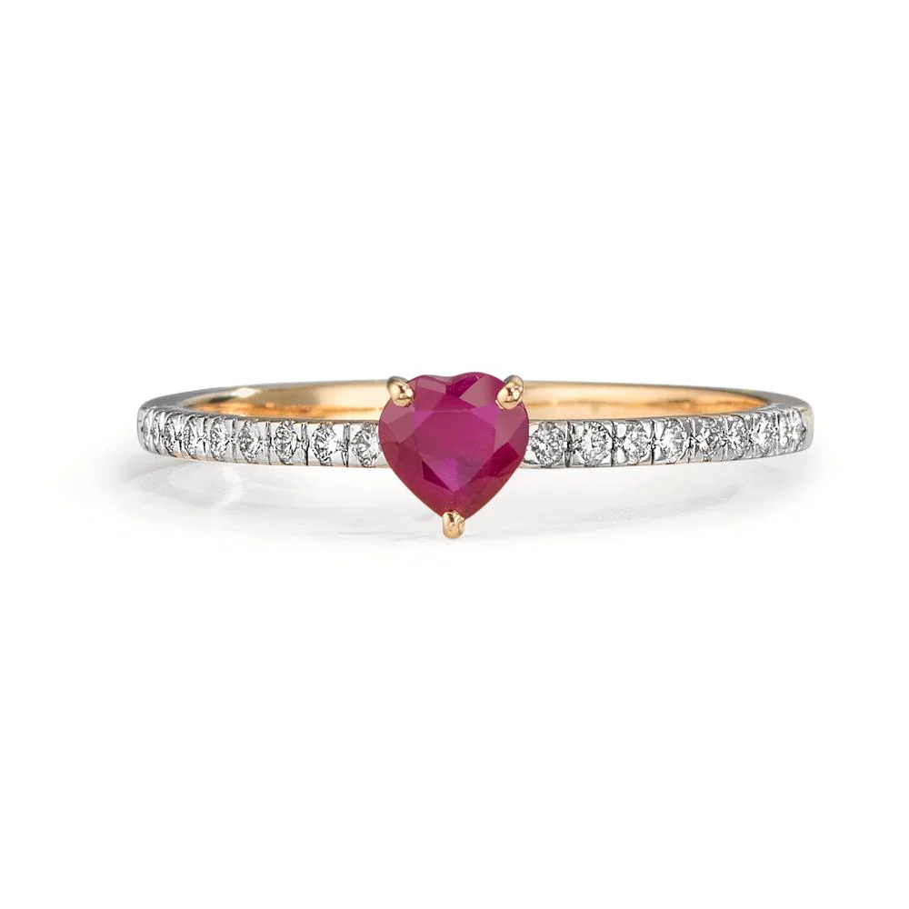 Anello Oro giallo 585/14 kt Rubino 0.38 ct, Diamante 0.15 ct, 18 pietra, w-vsi - Image 2