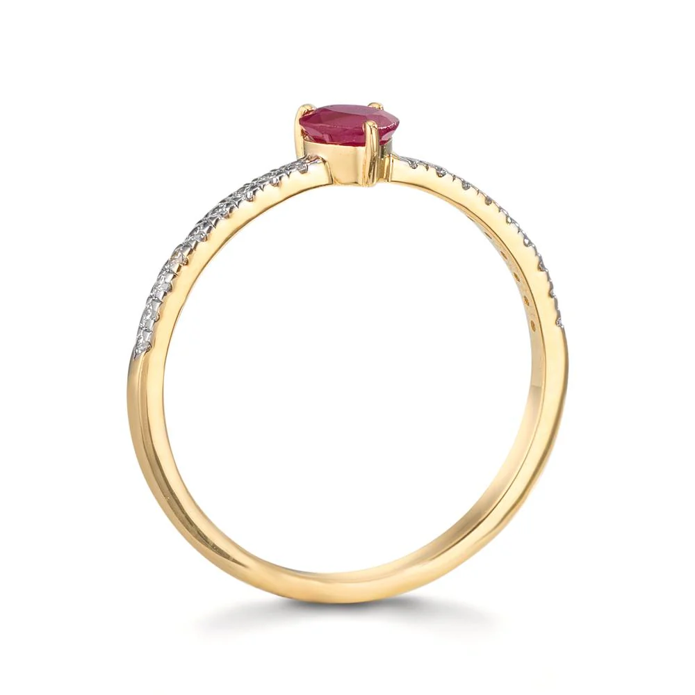 Anello Oro giallo 585/14 kt Rubino 0.38 ct, Diamante 0.15 ct, 18 pietra, w-vsi - Image 3