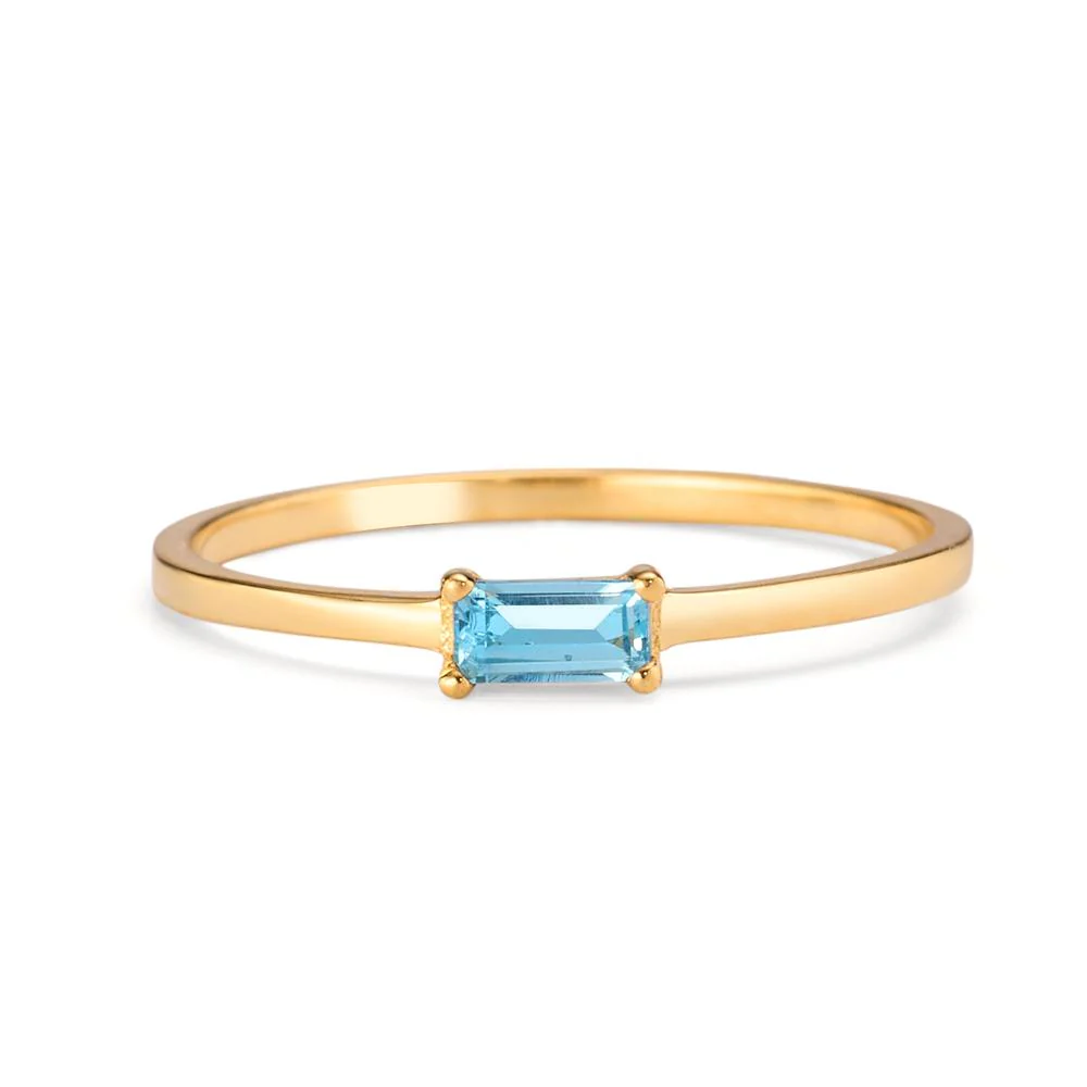 Anello Oro giallo 585/14 kt Topazio blu, 0.15 ct - Image 2