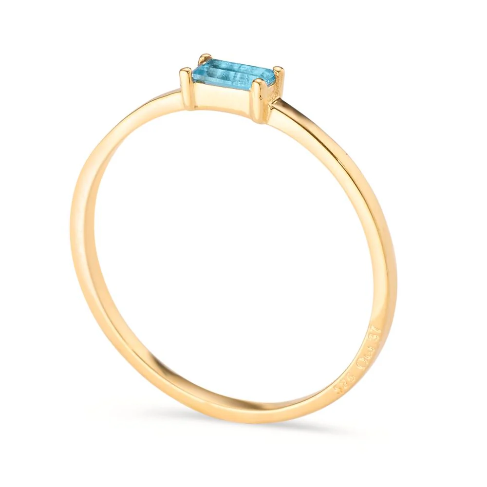 Anello Oro giallo 585/14 kt Topazio blu, 0.15 ct - Image 3