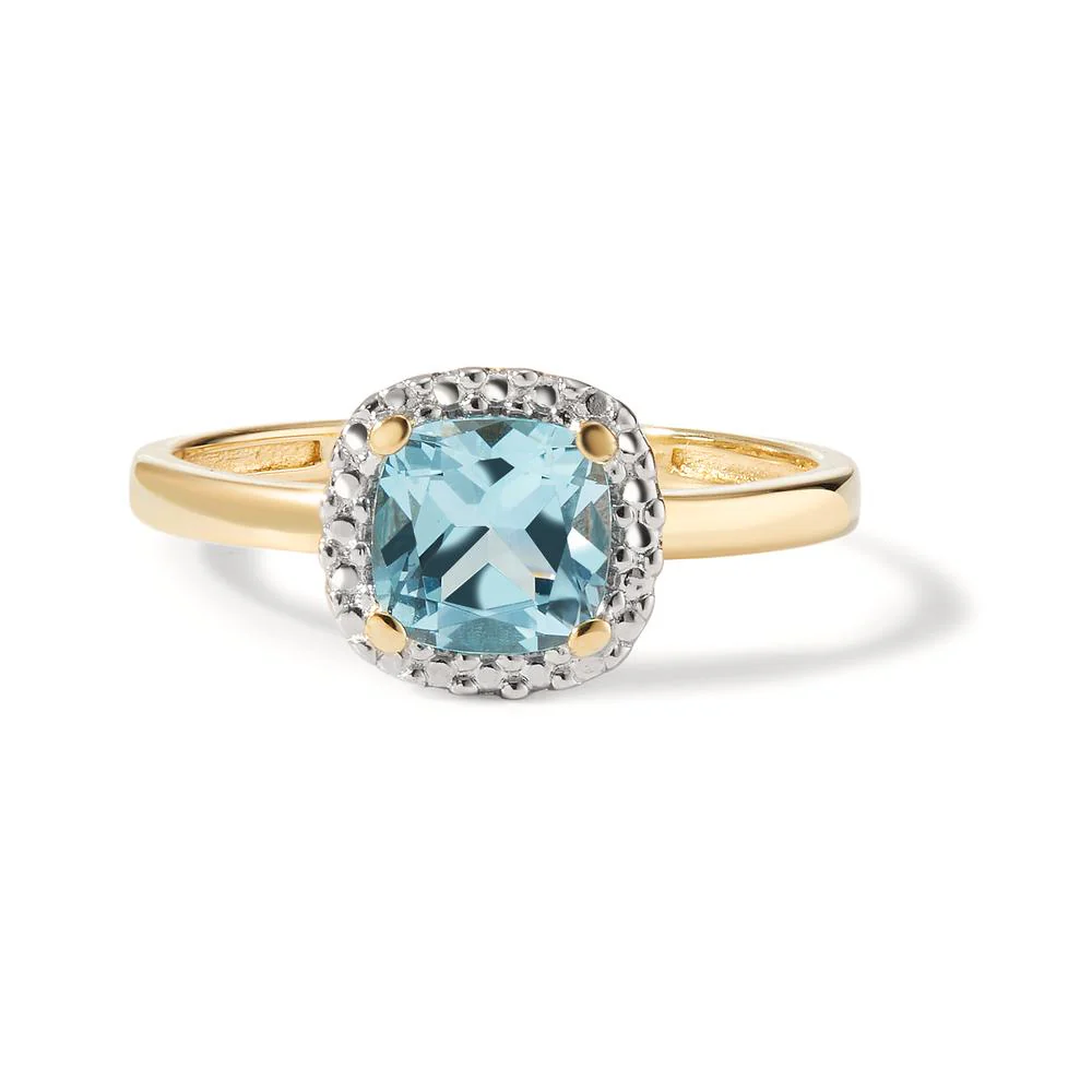 Anello Oro giallo 585/14 kt Topazio blu - Image 3