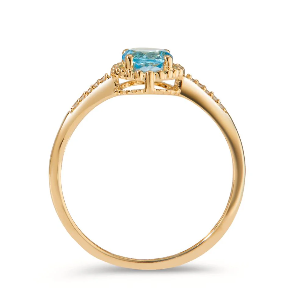 Anello Oro giallo 585/14 kt Topazio blu, Diamante 0.03 ct, 10 pietra, w-si - Image 2