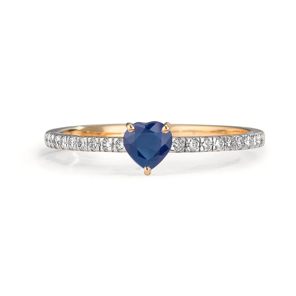 Anello Oro giallo 585/14 kt Zaffiro 0.32 ct, Diamante 0.15 ct, 18 pietra, w-vsi - Image 2