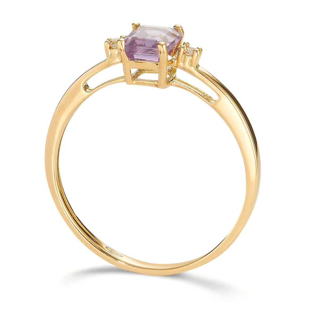 Anello Oro giallo 750/18 carati Ametista 0.60 ct, Diamante 0.03 ct, 2 pietra, w-si - Image 2