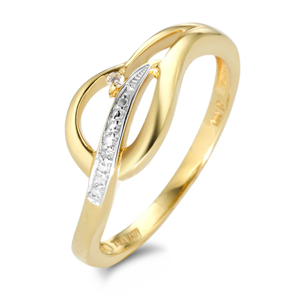 Anello Oro giallo 750/18 carati Diamante 0.01 ct, 2 pietra, w-si