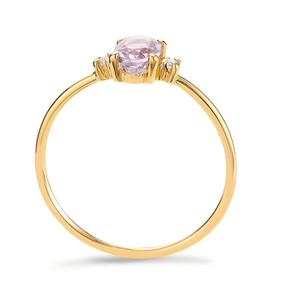 Anello Oro giallo 750/18 carati Diamante 0.03 ct, 3 pietra, w-si, Ametista - Image 3