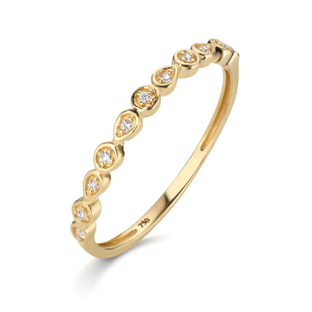 Anello Oro giallo 750/18 carati Diamante 0.035 ct, 11 pietra, w-si