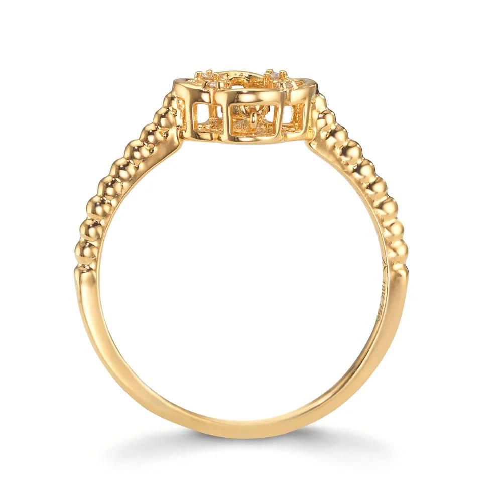 Anello Oro giallo 750/18 carati Diamante 0.04 ct, 5 pietra, w-si Fiore Ø8 mm - Image 3