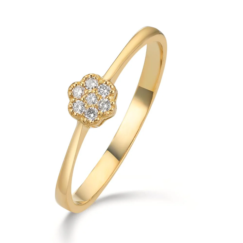 Anello Oro giallo 750/18 carati Diamante 0.06 ct, 7 pietra, w-si