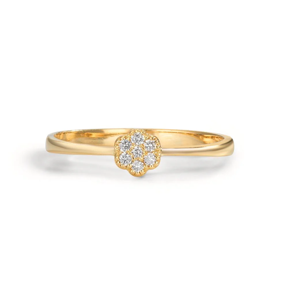 Anello Oro giallo 750/18 carati Diamante 0.06 ct, 7 pietra, w-si - Image 2