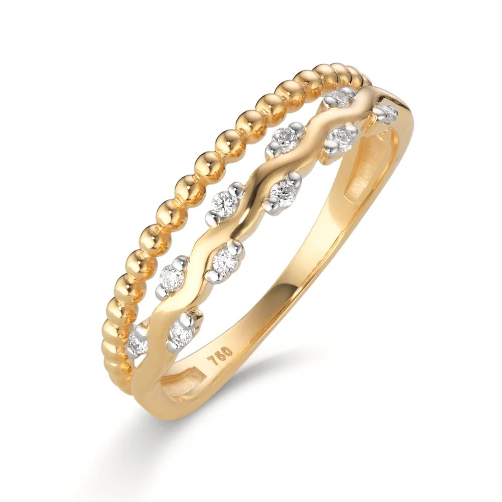 Anello Oro giallo 750/18 carati Diamante 0.07 ct, 10 pietra, w-si