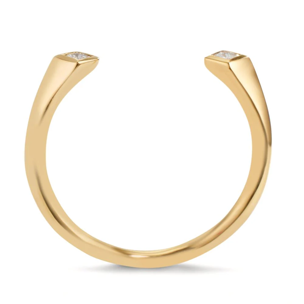 Anello Oro giallo 750/18 carati Diamante 0.07 ct, 2 pietra, [Carrée], w-si - Image 2