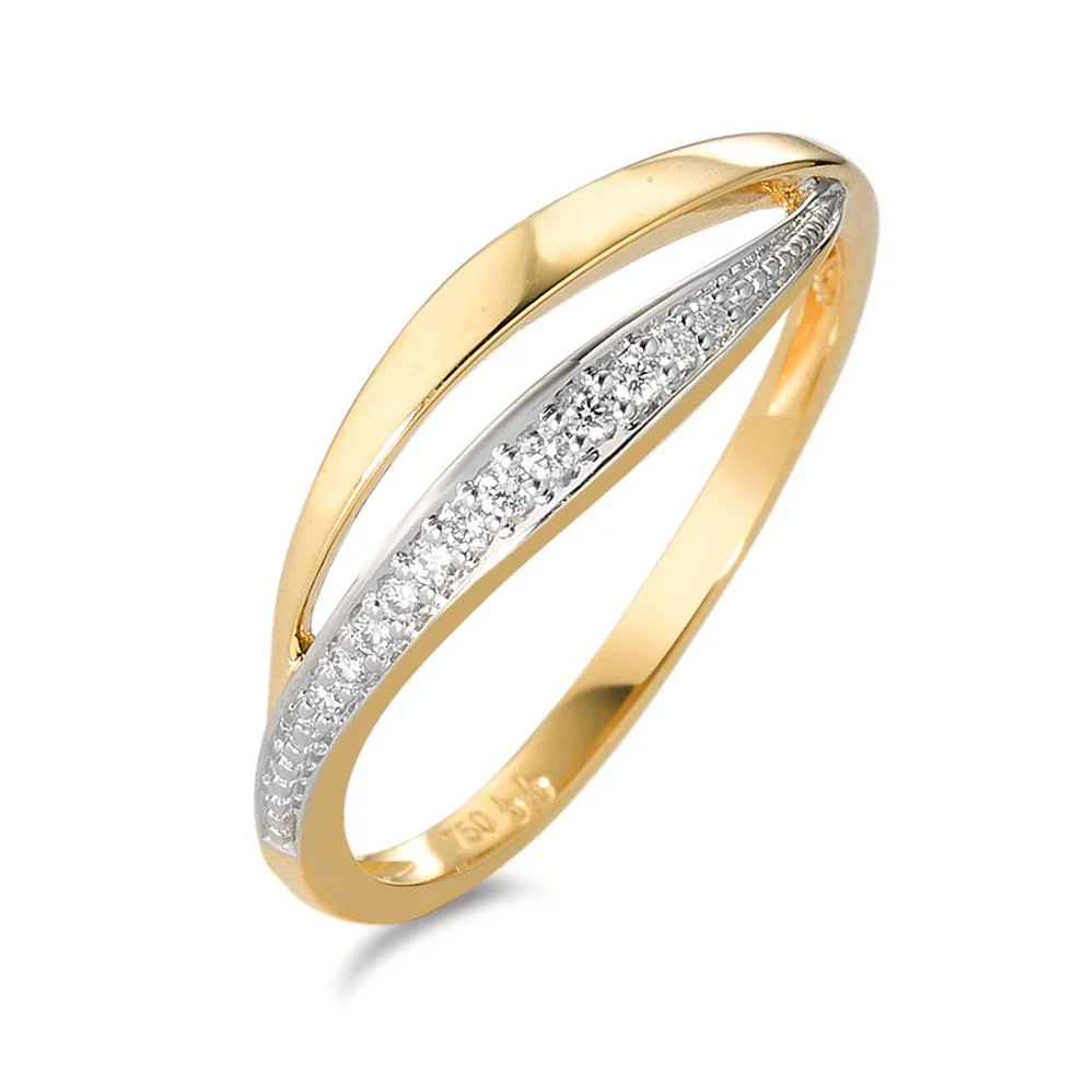 Anello Oro giallo 750/18 carati Diamante bianco, 0.06 ct, 12 pietra, [Brillant], w-si