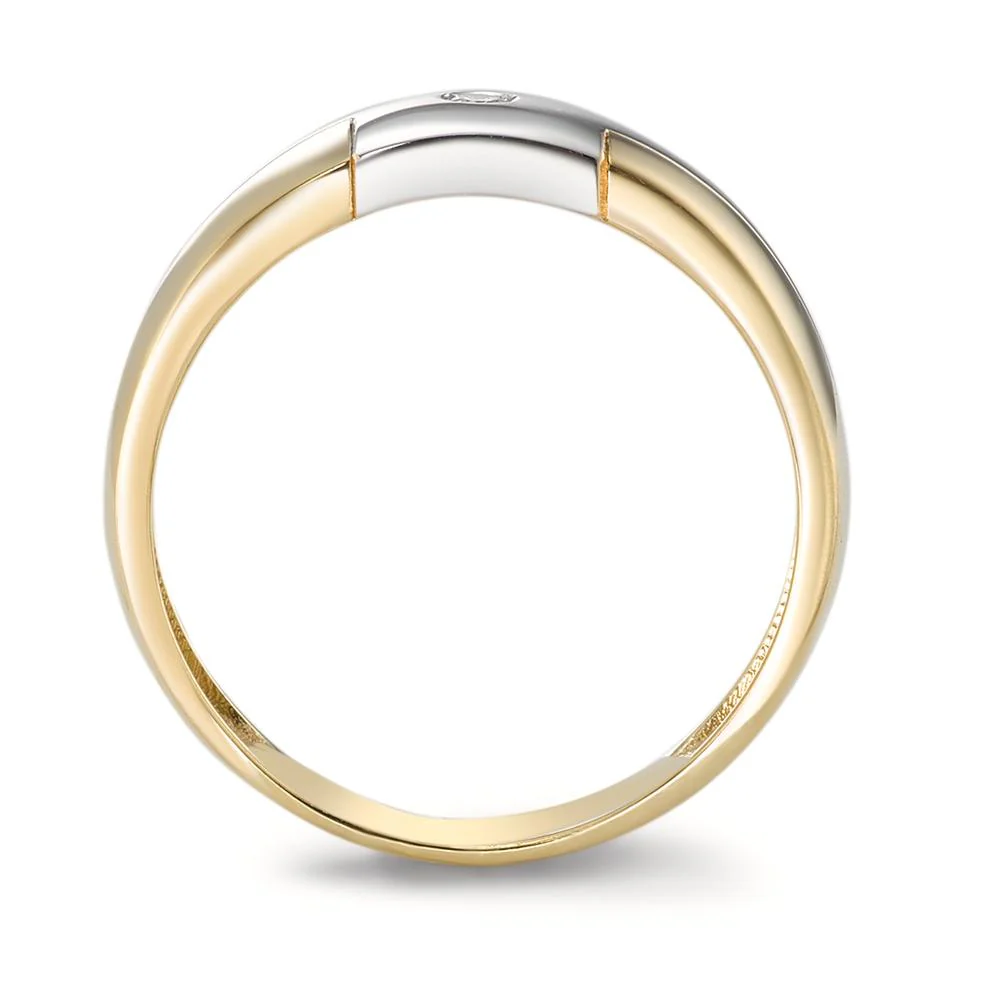 Anello Oro giallo 750/18 carati, Oro bianco 750/18 carati Diamante 0.02 ct, w-si - Image 2