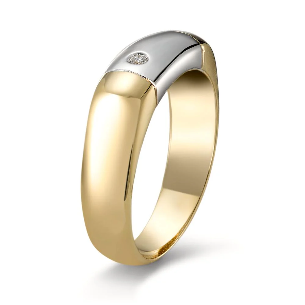 Anello Oro giallo 750/18 carati, Oro bianco 750/18 carati Diamante 0.02 ct, w-si - Image 2