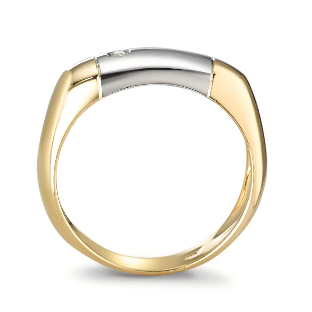 Anello Oro giallo 750/18 carati, Oro bianco 750/18 carati Diamante 0.02 ct, w-si - Image 3