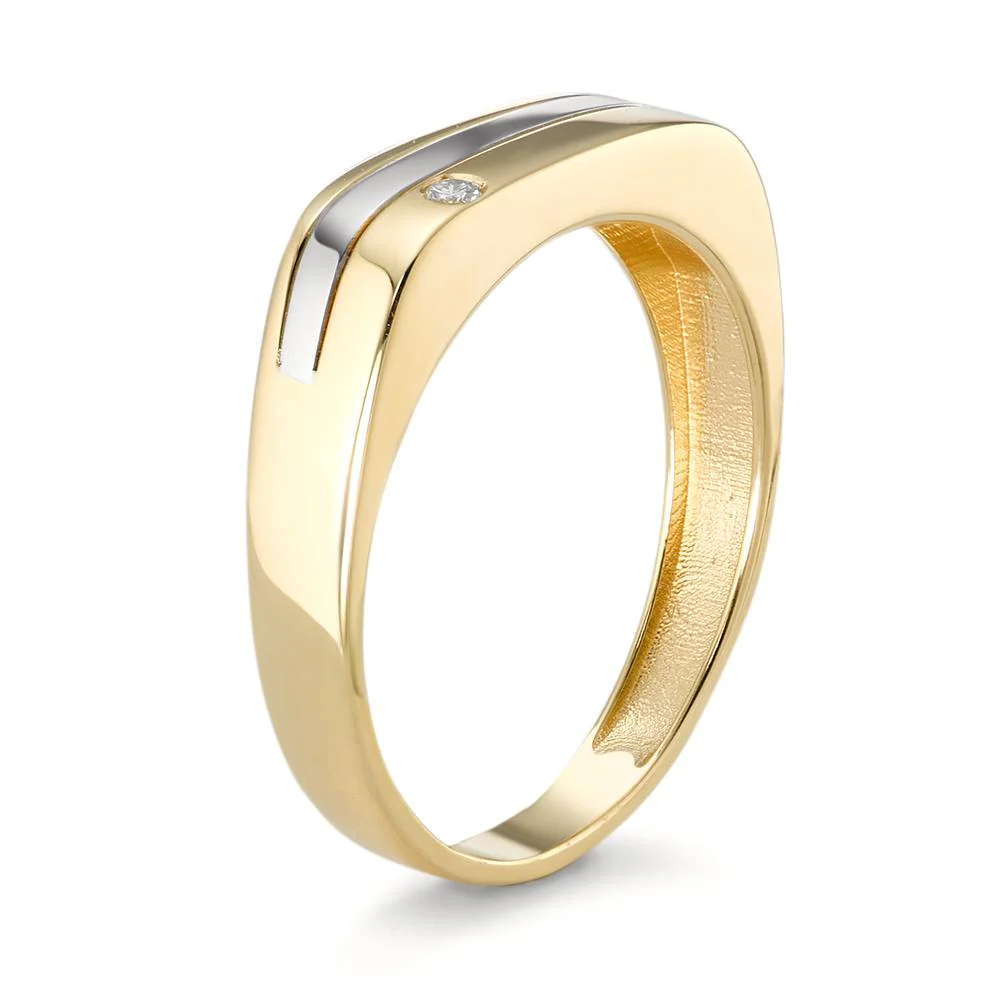 Anello Oro giallo 750/18 carati, Oro bianco 750/18 carati Diamante 0.02 ct, w-si - Image 3