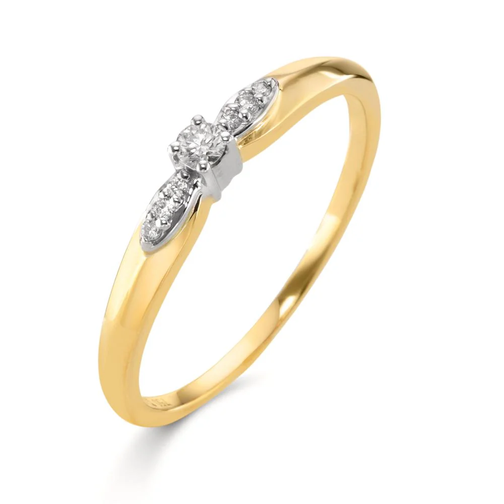 Anello Oro giallo 750/18 carati, Oro bianco 750/18 carati Diamante 0.07 ct, w-si