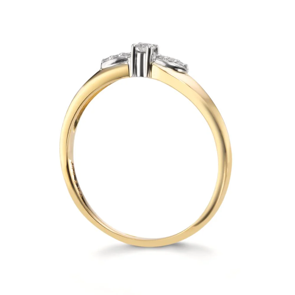 Anello Oro giallo 750/18 carati, Oro bianco 750/18 carati Diamante 0.07 ct, w-si - Image 3