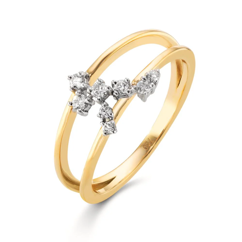 Anello Oro giallo 750/18 carati, Oro bianco 750/18 carati Diamante 0.125 ct, 8 pietra, w-si