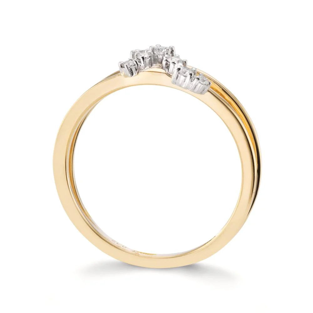 Anello Oro giallo 750/18 carati, Oro bianco 750/18 carati Diamante 0.125 ct, 8 pietra, w-si - Image 3