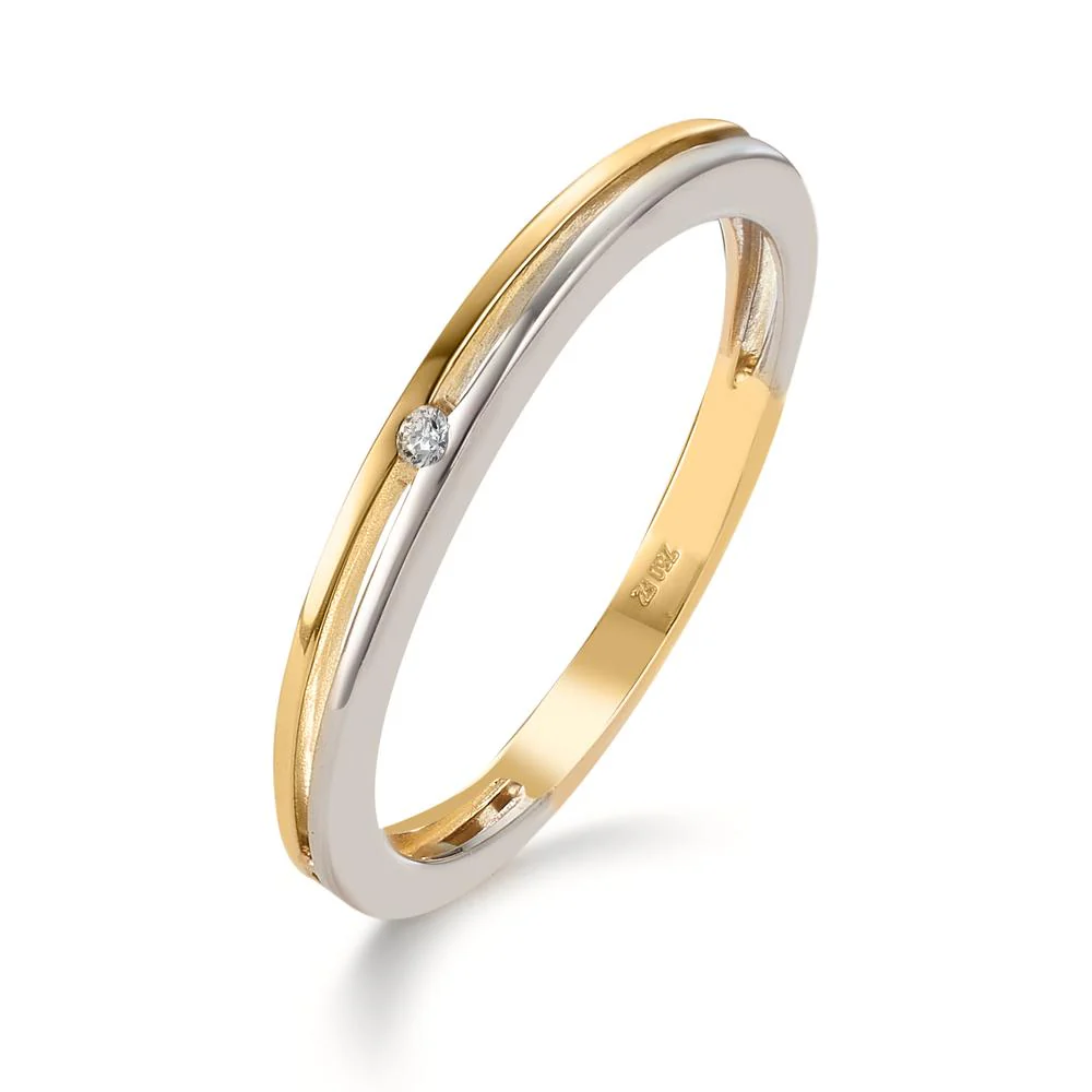 Anello Oro giallo 750/18 carati, Oro bianco 750/18 carati Laboratorio di diamanti coltivato 0.01 ct, w-si