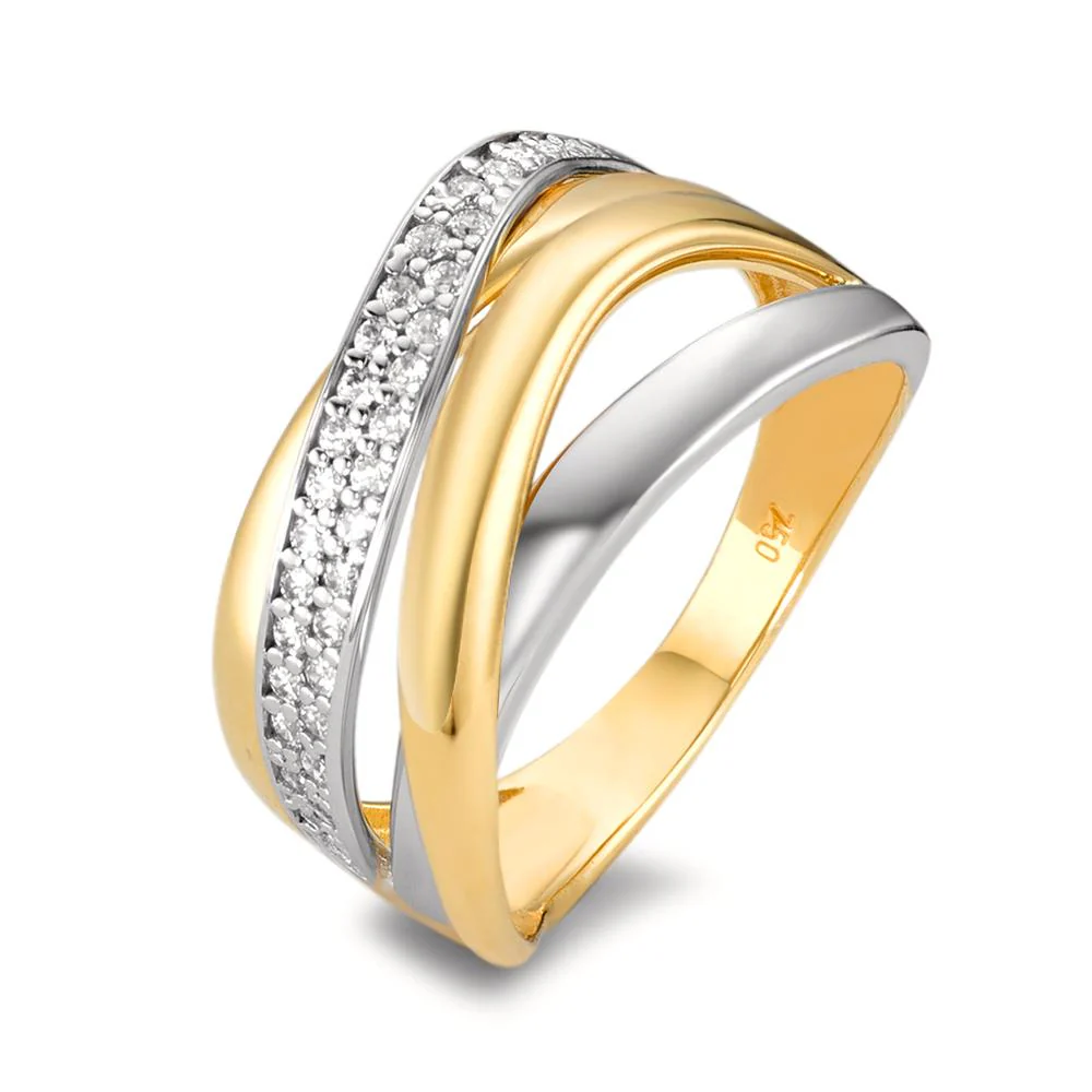Anello Oro giallo 750/18 carati, Oro bianco 750/18 carati Zirconia