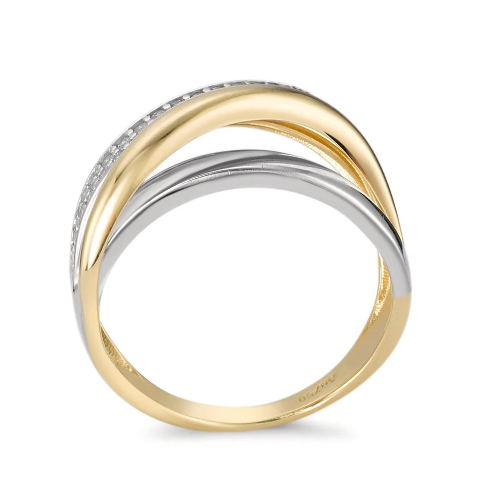 Anello Oro giallo 750/18 carati, Oro bianco 750/18 carati Zirconia - Image 3