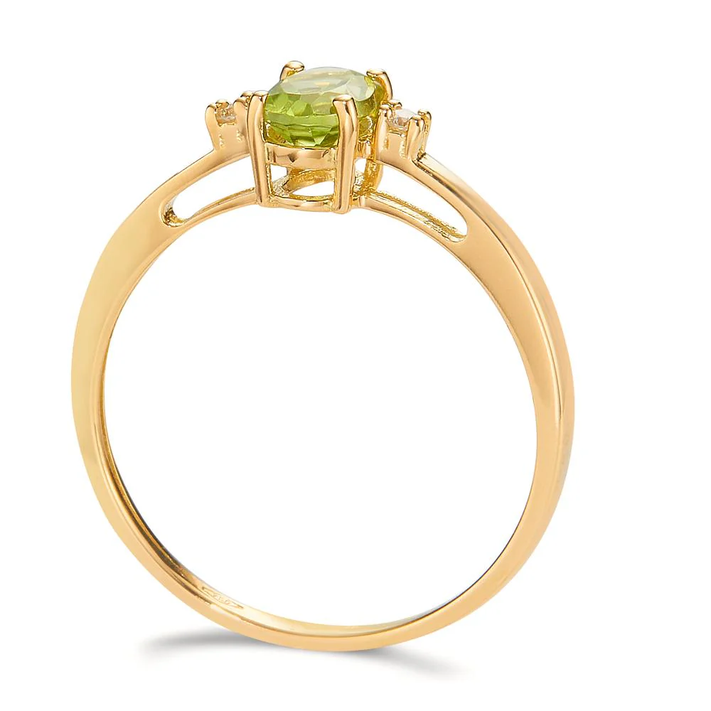 Anello Oro giallo 750/18 carati Peridoto 0.50 ct, Diamante 0.03 ct, 2 pietra, w-si - Image 2