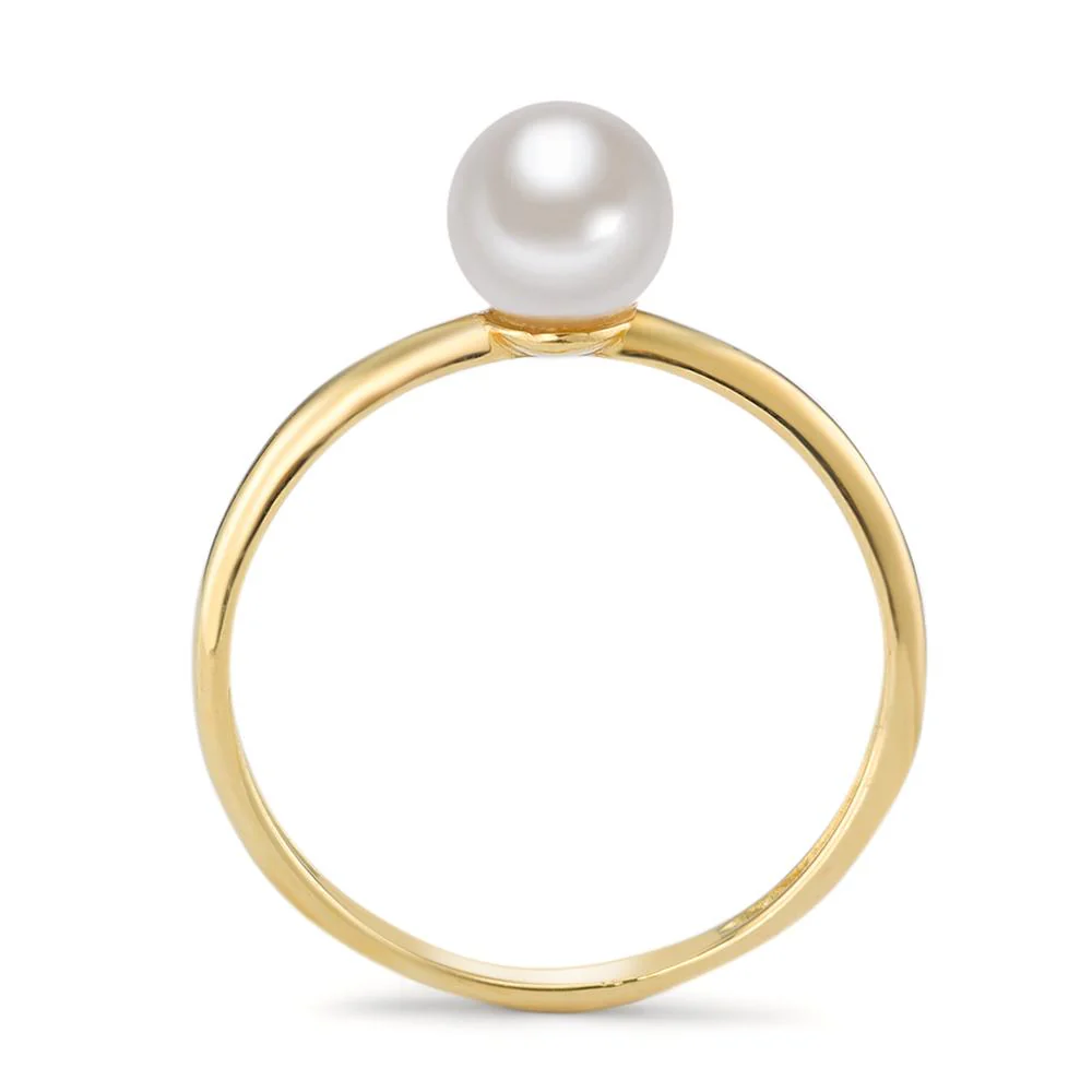 Anello Oro giallo 750/18 carati Perla coltivata d'acqua dolce bianco, 5 mm - Image 2