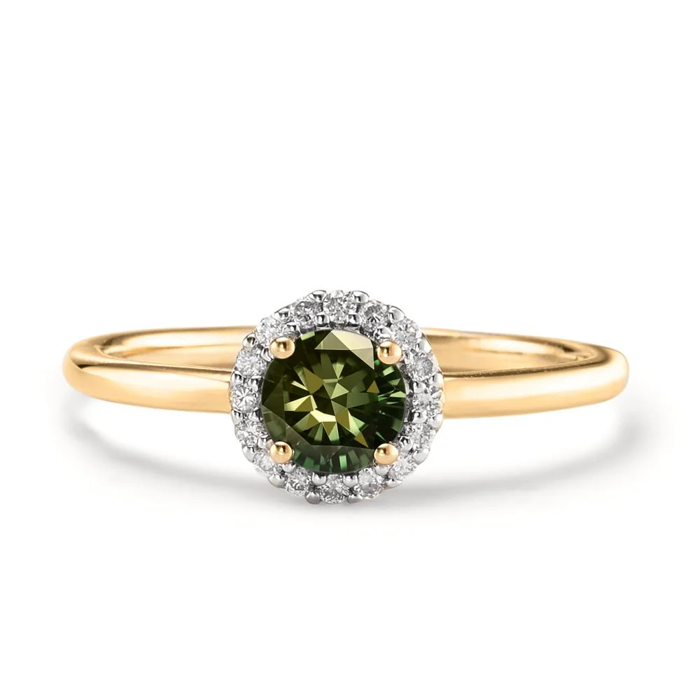 Anello Oro giallo 750/18 carati Tormalina, Diamante 0.11 ct, 16 pietra, [Brillant], w-si - Image 2