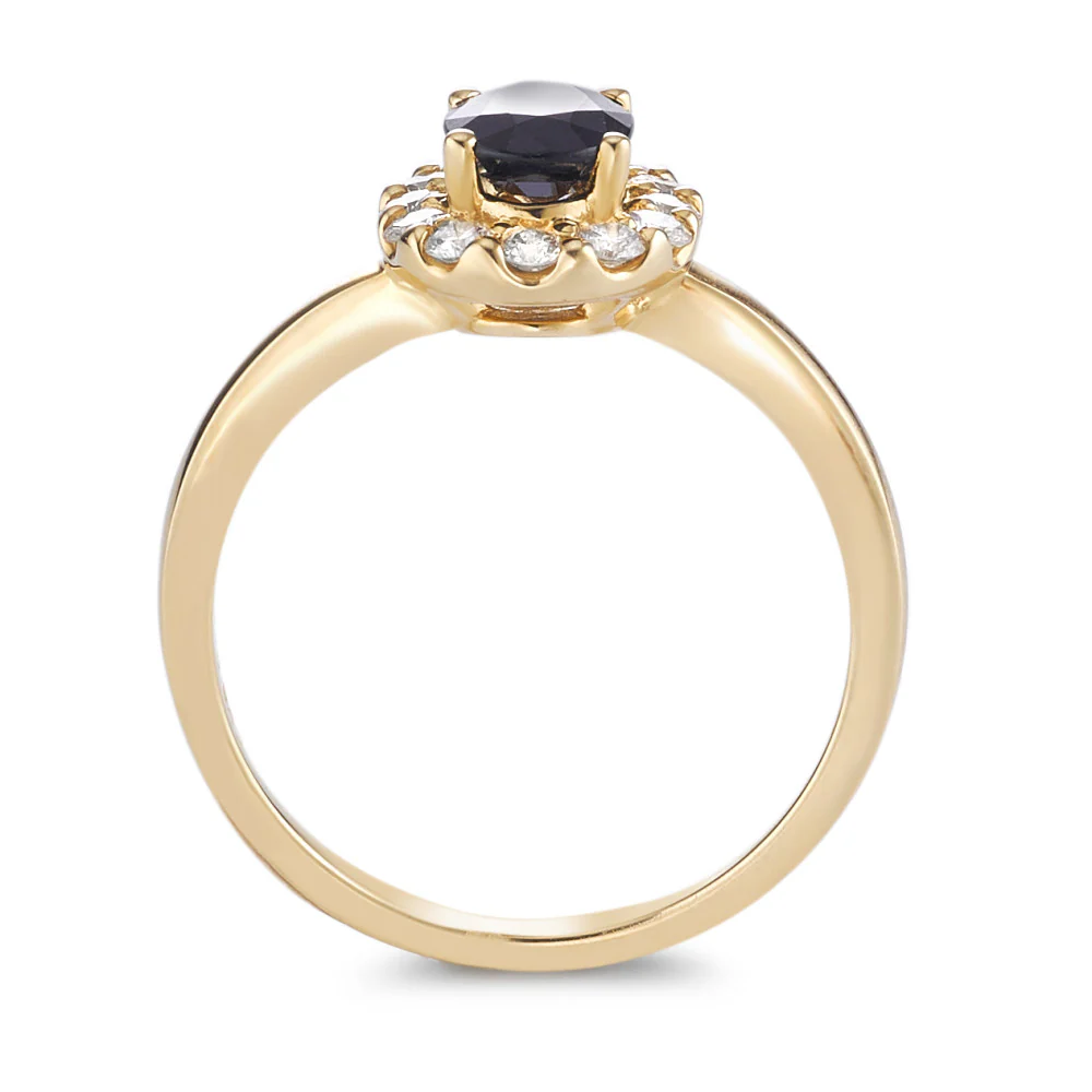Anello Oro giallo 750/18 carati Zaffiro 0.94 ct, Diamante 0.40 ct, 12 pietra, [Brillant], w-si - Image 3