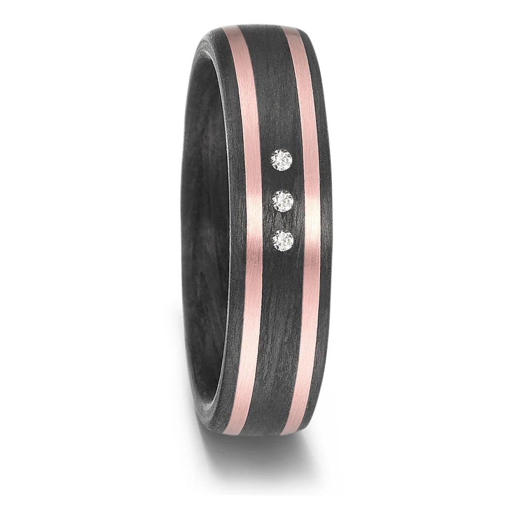 Anello Oro rosa 585/14 kt, Carbonio